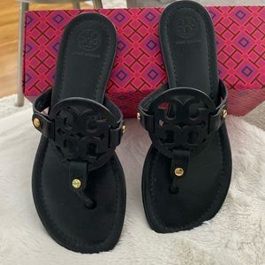 Tory Burch perfect black Miller Calf Leather Sandals size 7 with box